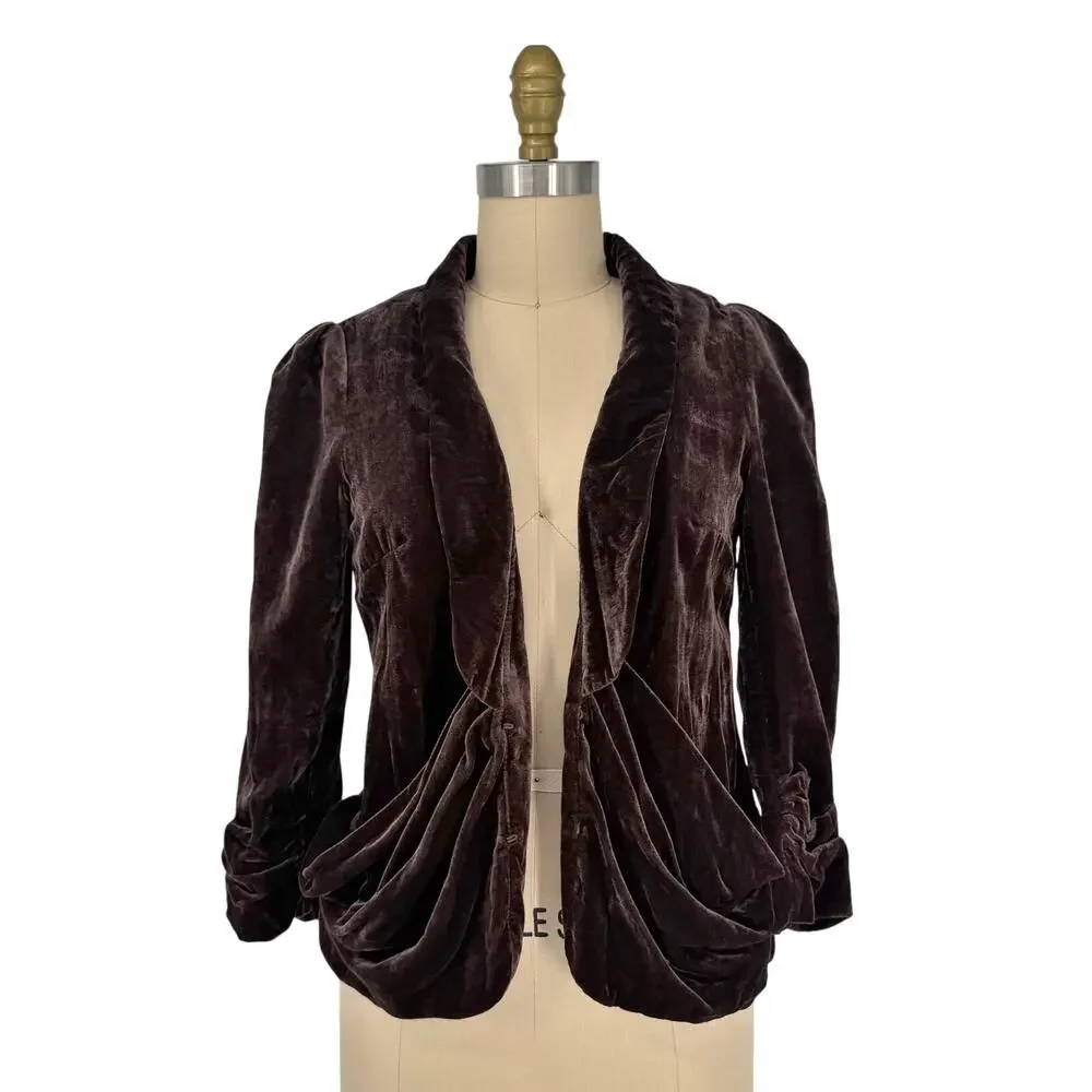 Anthropologie Elevenses Cyclorama Drape Velvet Blazer Jacket size 0